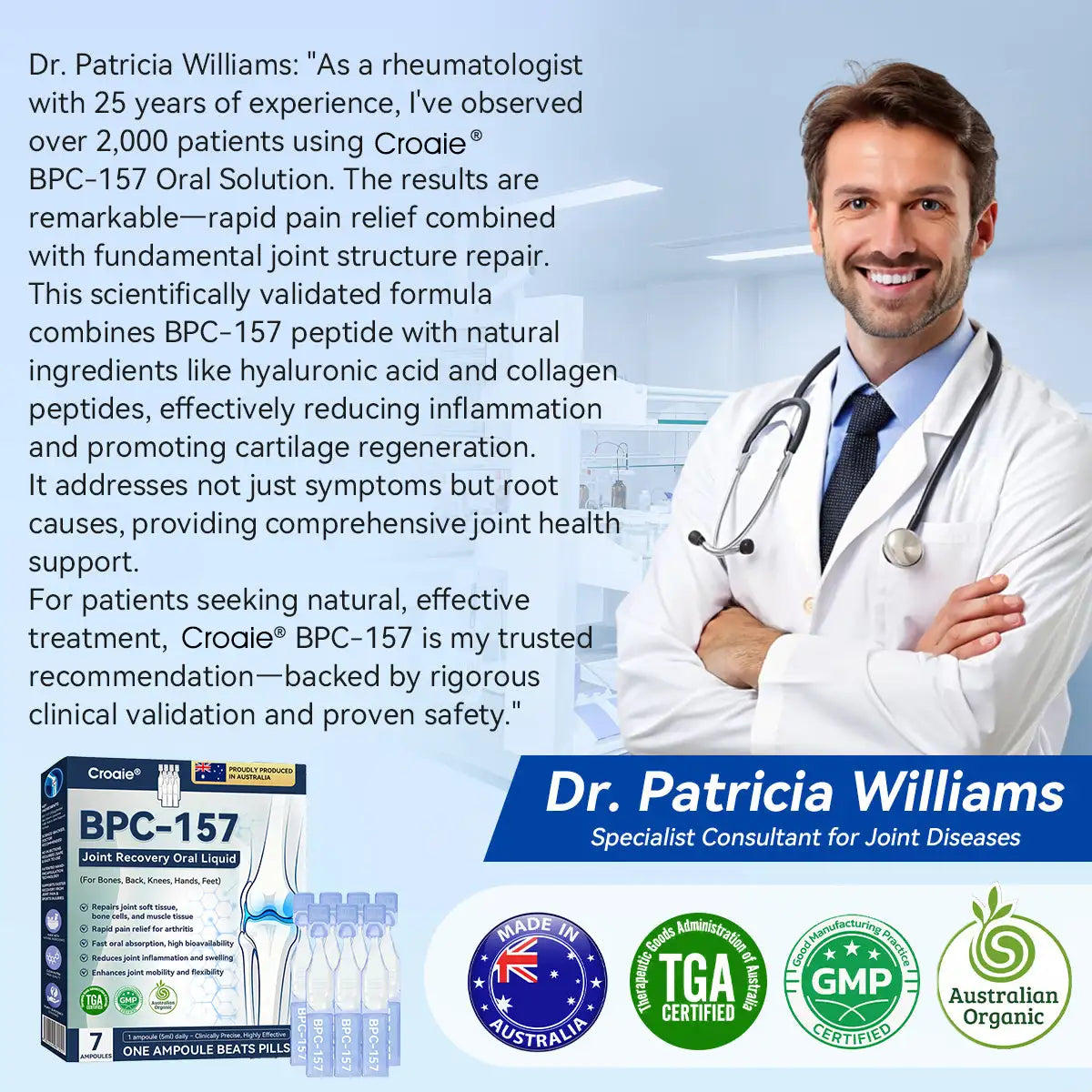 Croaie® BPC-157 Stabilized-Peptide Joint Recovery Oral Liquid - ✅Clinically Co-Developed with the Australian Peptide Association (APA)