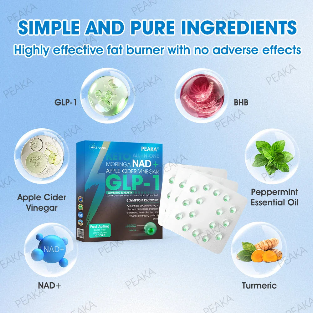 [Official Authorized Store] 𝐏𝐄𝐀𝐊𝐀® 𝐆𝐋𝐏-𝟏 Slimming & Health Ultra Concentrated Essence Liquid Pearls - NAD+ Moringa & ACV & Keto BHB (⚡🍃speedy, long-lasting, addressing diabetes, obesity, and cardiovascular diseases) - ⚡