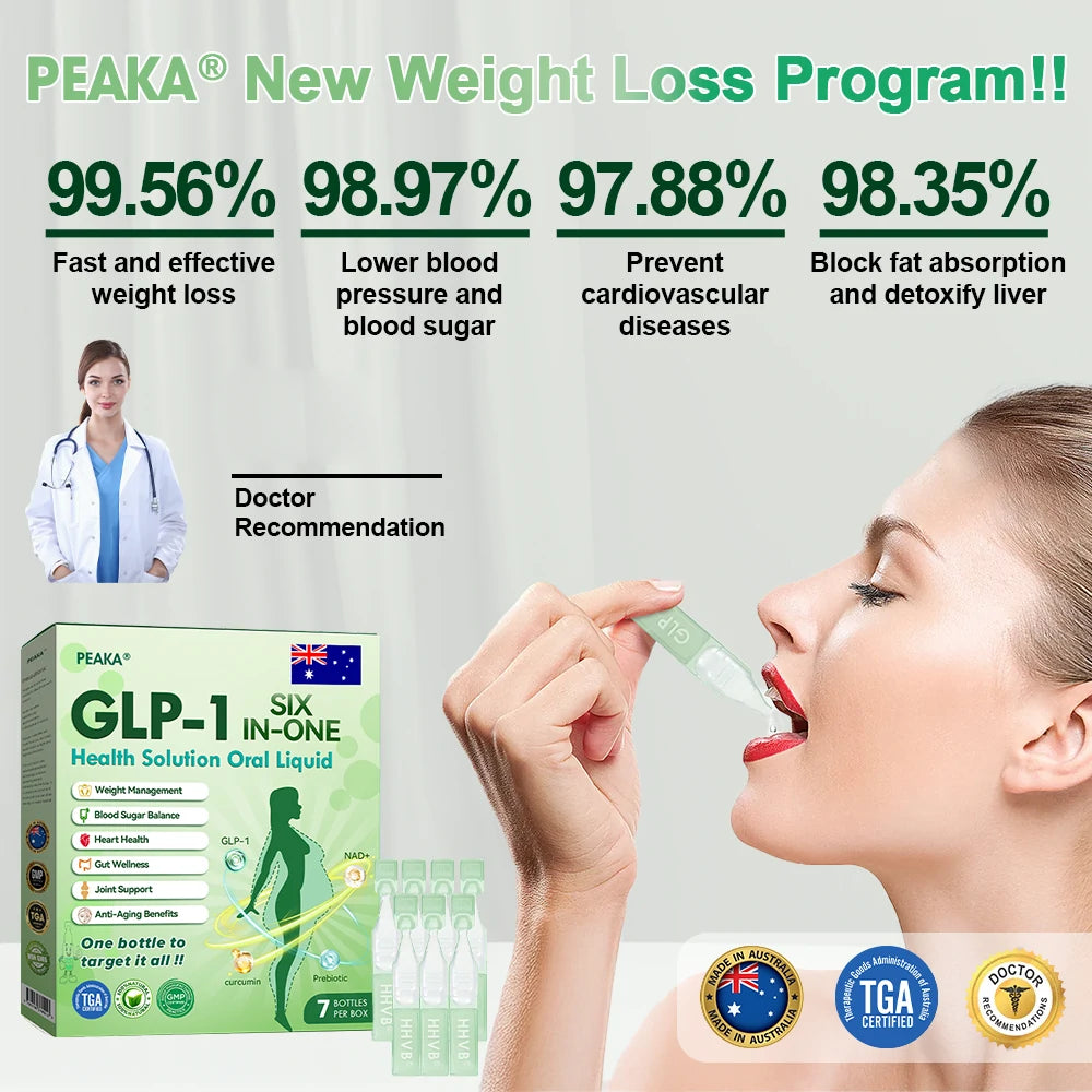 [Official Store] 𝐏𝐄𝐀𝐊𝐀® 𝐆𝐋𝐏-𝟏 𝐒𝐈𝐗-𝐈𝐍-𝐎𝐍𝐄 𝐇𝐞𝐚𝐥𝐭𝐡 𝐒𝐨𝐥𝐮𝐭𝐢𝐨𝐧 𝐎𝐫𝐚𝐥 𝐋𝐢𝐪𝐮𝐢𝐝 (𝐉𝐮𝐬𝐭 𝐨𝐧𝐜𝐞 𝐚 𝐝𝐚𝐲, 𝐯𝐢𝐬𝐢𝐛𝐥𝐞 𝐜𝐡𝐚𝐧𝐠𝐞𝐬 𝐢𝐧 𝟕 𝐝𝐚𝐲𝐬) 👩‍⚕️ 𝐅𝐨𝐫 𝐨𝐛𝐞𝐬𝐢𝐭𝐲, 𝐜𝐚𝐫𝐝𝐢𝐨𝐯𝐚𝐬𝐜𝐮𝐥𝐚𝐫 𝐡𝐞𝐚𝐥𝐭𝐡, 𝐝𝐢𝐚𝐛𝐞𝐭𝐞𝐬, 𝐬𝐥𝐞𝐞𝐩 𝐚𝐩𝐧𝐞𝐚, 𝐠𝐮𝐭 𝐡𝐞𝐚𝐥𝐭𝐡, 𝐣𝐨𝐢𝐧𝐭 𝐢𝐬𝐬𝐮𝐞𝐬, 𝐚𝐧𝐝 𝐦𝐨𝐫𝐞