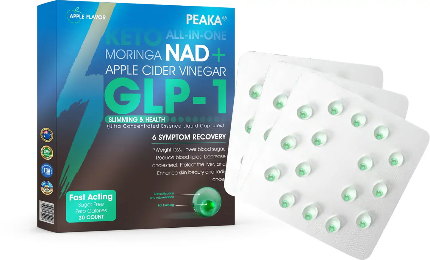 [Official Authorized Store] 𝐏𝐄𝐀𝐊𝐀® 𝐆𝐋𝐏-𝟏 Slimming & Health Ultra Concentrated Essence Liquid Pearls - NAD+ Moringa & ACV & Keto BHB (⚡🍃speedy, long-lasting, addressing diabetes, obesity, and cardiovascular diseases) - ⚡